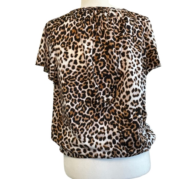 AB STUDIO JAGUAR ANIMAL PRINT TOP Size S Cream Black Brown - Picture 5 of 12